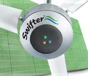 Solar powered hybrid industrial ceiling fans for efficient cooling of warehouses and large spaces.