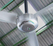 The Swifter® Industrial Ceiling Fan is a new and revolutionary large-scale ceiling fan.